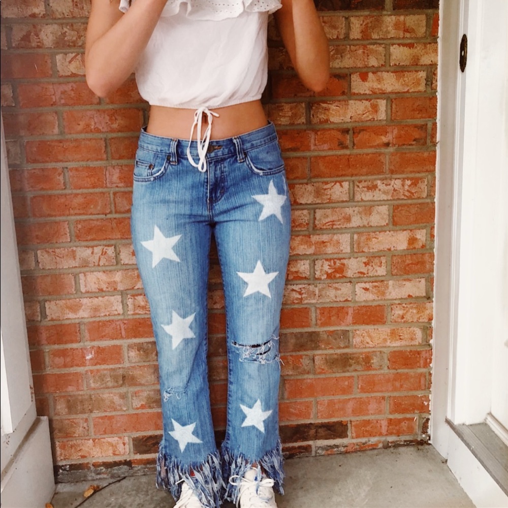 Calvin Klein star fringe jeans